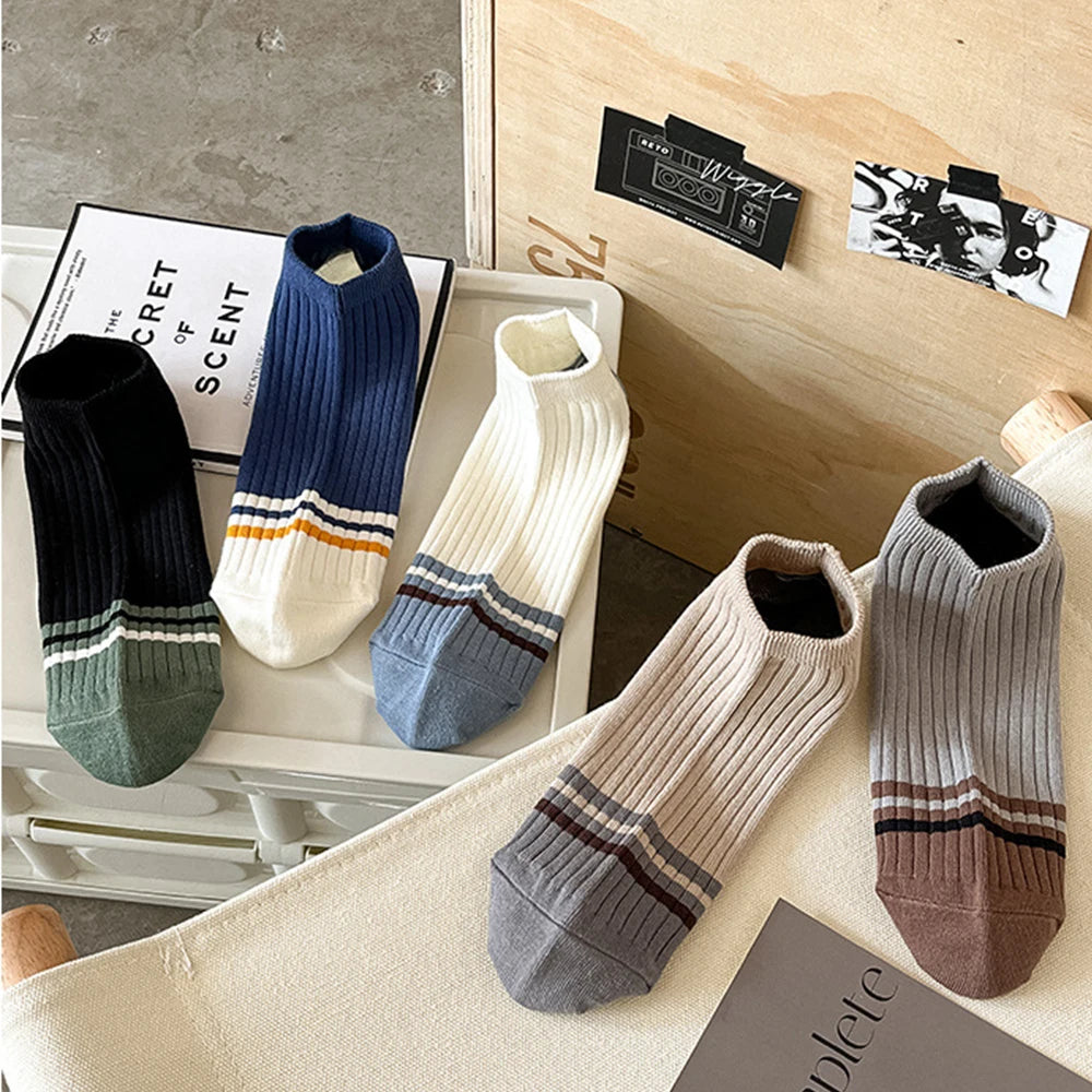 Summer Wholesale Custom Design Socks Men's Low Cut Short Cotton Color Blocking Sports Running Boat Socks