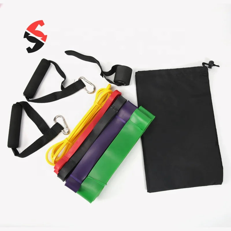 Body Training Exercise Gym Fitness Training Pull up Assist Power Resistance Bands Set With Door Anchor and Handles