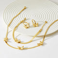 Delicate Butterfly Choker Necklace Herringbone Chain Snake Chain Bracelet Earrings Stainless Steel Jewelry Set