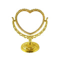 Gold Silver Heart Table Mirror Double Sided Rotation Princess Mirror Plastic Makeup Mirror Espejo De Maquillaje