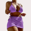 3 Pieces Bikini Set With Skirt String Thong Bathing Suit Women Swimsuit Female High Waist Swimwear Beach Wear