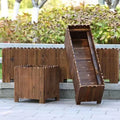 I796 Wholesale Antiseptic Wood Large Size Rectangular Balcony Fence Planter Box Artificial Plants Pot for Outdoor Decoration