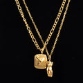 18K Gold Plated Plain Gold Figure Face Stainless Steel Necklace Pendant Necklace Creative Body Necklace Women Gift