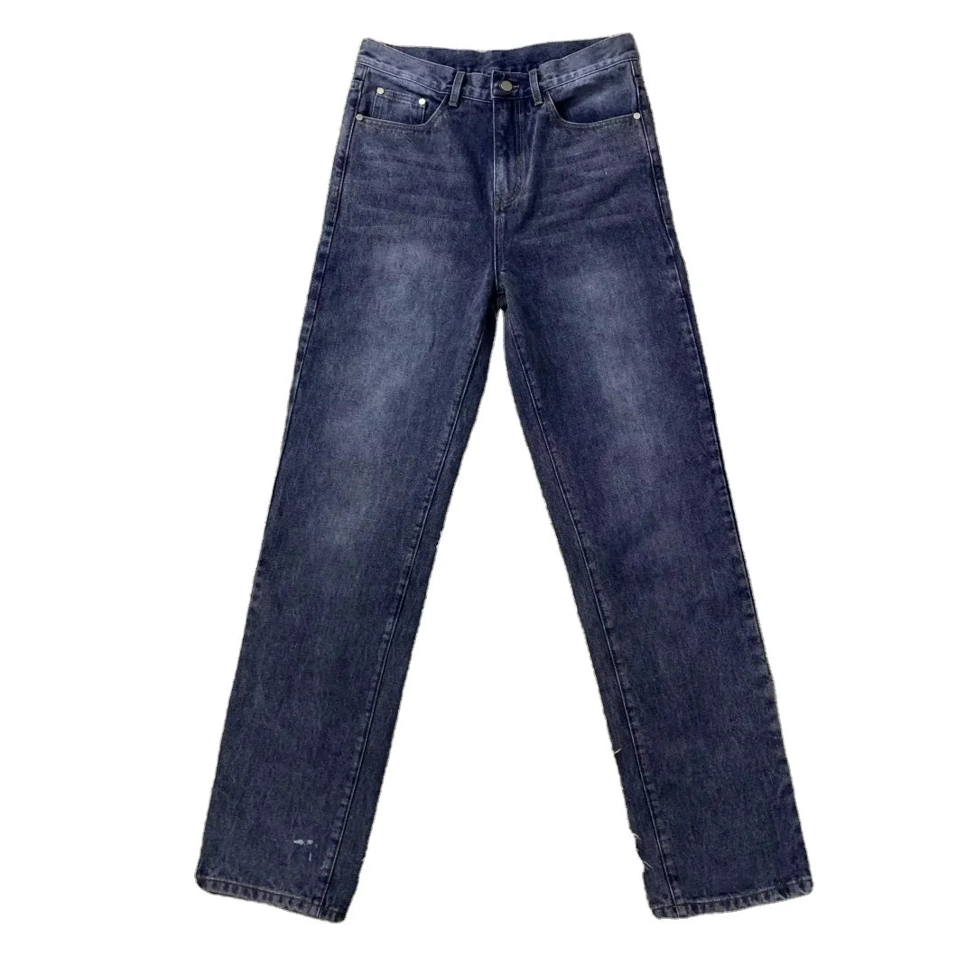 DENIMGUYS American High Street Men's Blue Jeans Custom Printed Retro Fashion Casual Straight Loose Jeans for Men