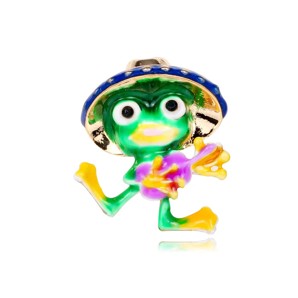 DRAL1065 Fashion Green Enamel Frog Brooch Women Animal Brooch European and American Jewelry Wholesale