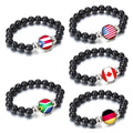287 Countries National Flag Snap Button Elastic Band Beads Country Flag Independence Day Bead Jewelry Beaded Bracelet