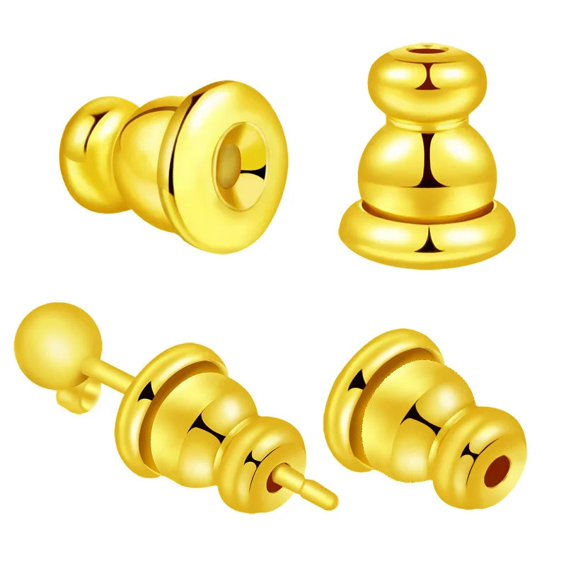 Wholesale Brass18k Real Gold Plated Hypoallergenic Earring Backs Replacements for Studs Accessories End Ear Plugs Earrings Back