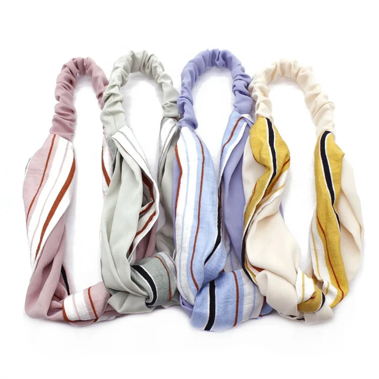 Nice Girls Elastic Turban Headband Fashionable and Cute Silk Knotted Head Wrap Fancy Folar Hair Decoration