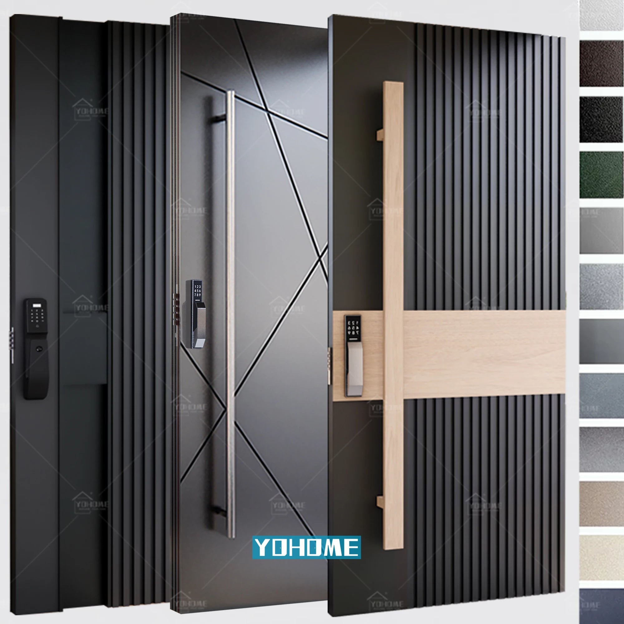 China Top Factory Contemporary Black Outdoor Pivot Doors Cast Aluminum Metal Pivot Front Door External Pivot Door