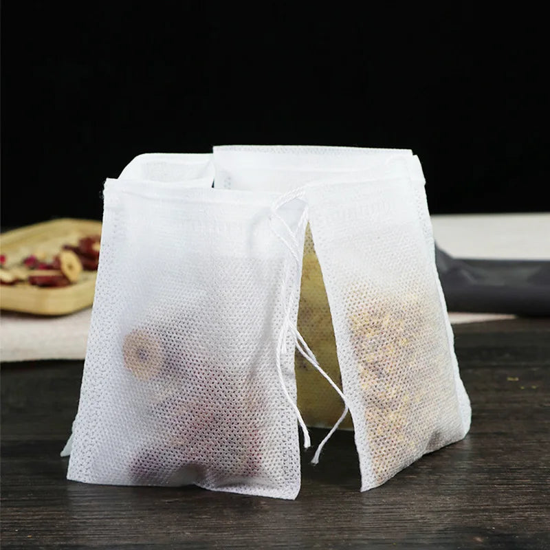 Biodegradable Disposable Tea Bag 100pcs/Bag with Different Sizes Heat Seal Non-Woven Fabrics Empty Filter String DH8888 Series