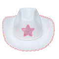 Ready to Ship Fashion Men Women White Cowgirl Hat Western Event Party Cowboy Hat with pink Sequin Stars