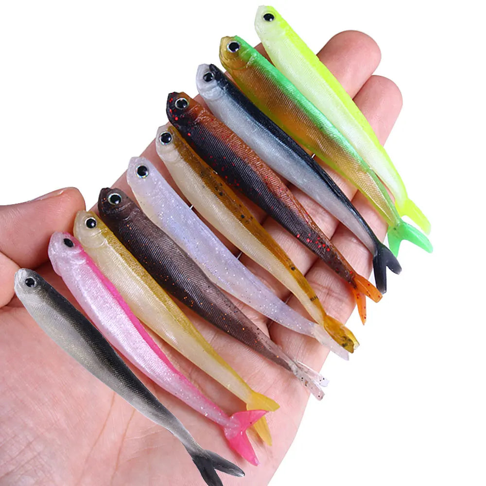 10pcs/bag Factory Custom Bulk Shad Artificial Worm T Tail Fishing Lure Swim Plastics Soft Baits