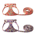 Designer Hand-draw Cotton Pet Chest Set Lightweight Floral Printed Dog Harness and Leash