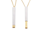 Personalized Engraved Gold Stainless Steel Square Bar Hidden Pendant Nesting Stick Retractable Stereo Wedding Classic Necklace