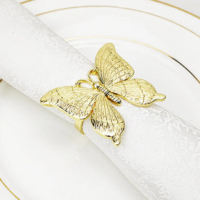 Gold Butterfly Metal Eco-Friendly Stocked Napkin Rings for Restaurants Party Wedding