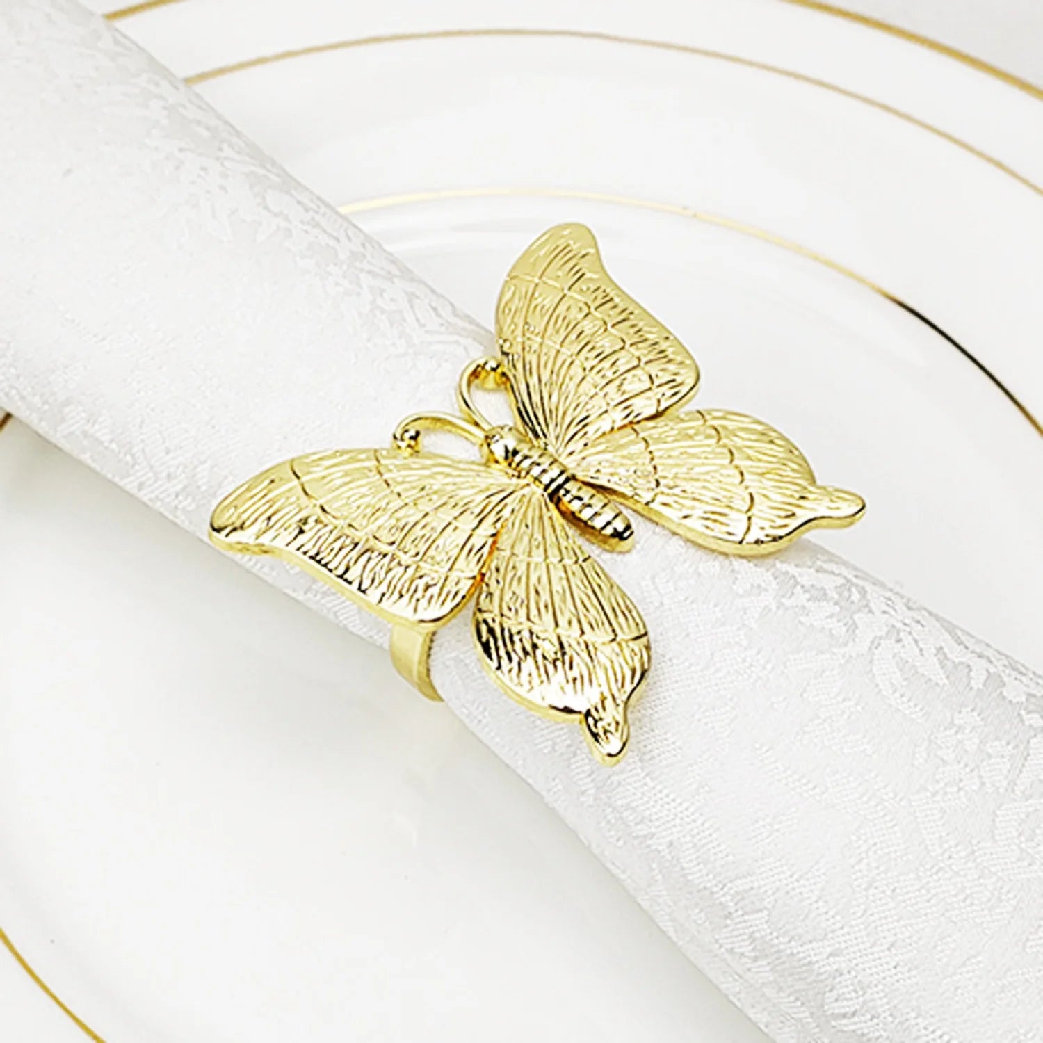 Gold Butterfly Metal Eco-Friendly Stocked Napkin Rings for Restaurants Party Wedding