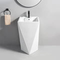 Hotel Keramik Baskom Bathroom Product Ceramic Pedestal Basin Solid Surface Freestanding Hand Washing Basin Sinks