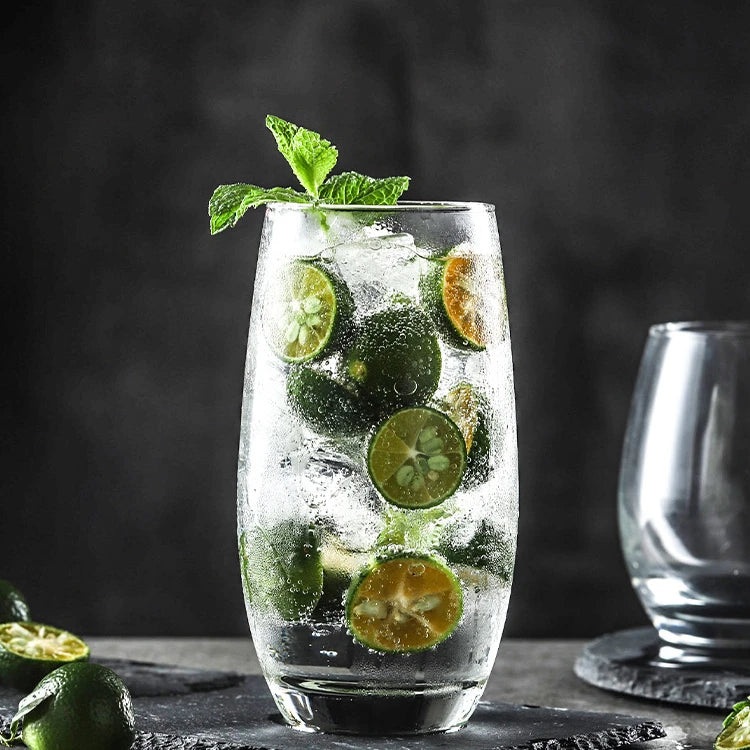 Transparent Straight Heavy Based Crystal Mojito Hawaii Punch Highball Cocktail Glass Creative for Home Bar