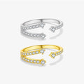 FUAMAY Shiny Zirconia Wedding Ring for Women Classic Orsi Bague De Fiancaille Open Rings for Jewelry Silver for Daily Wear
