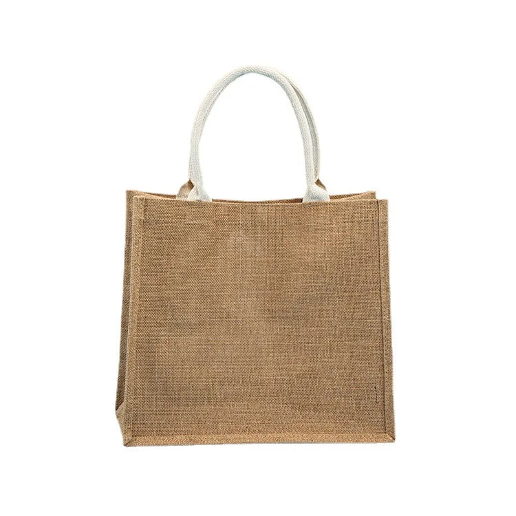 Eco Laminated Jute Canvas Bag Burlap Plastic Shop Bag  Hessian Canvas Shopping Tote Bags with Custom logo for Advertising