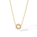 DUYIZHAO Minimalist Stainless Steel Cubic Zirconia Paved O-Chain Round Ring Shape Colorfast Fashion Jewelry Necklace for Women