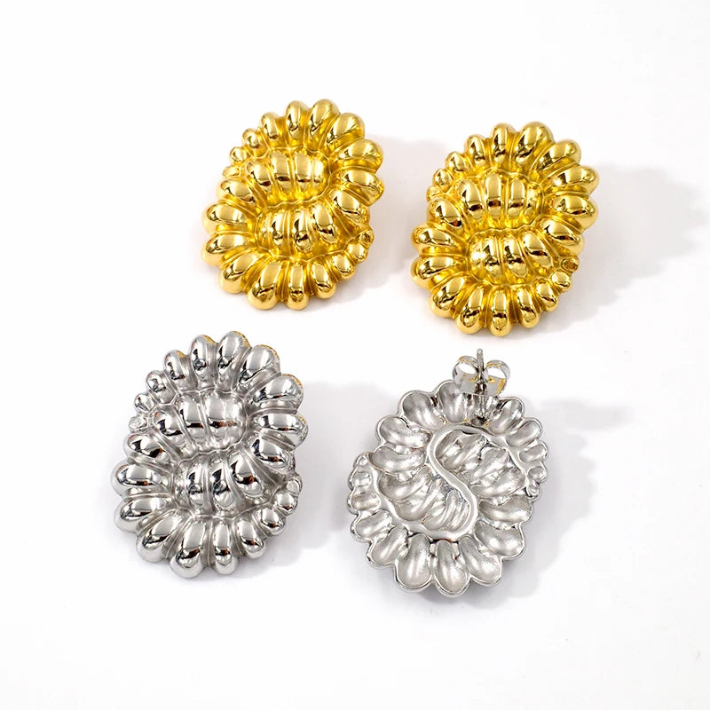 Custom Design Stainless Steel Jewelry Wholesale Geometric Gold Plated Fine Woman Earrings Joyas De Acero Inoxidable Para Mujer