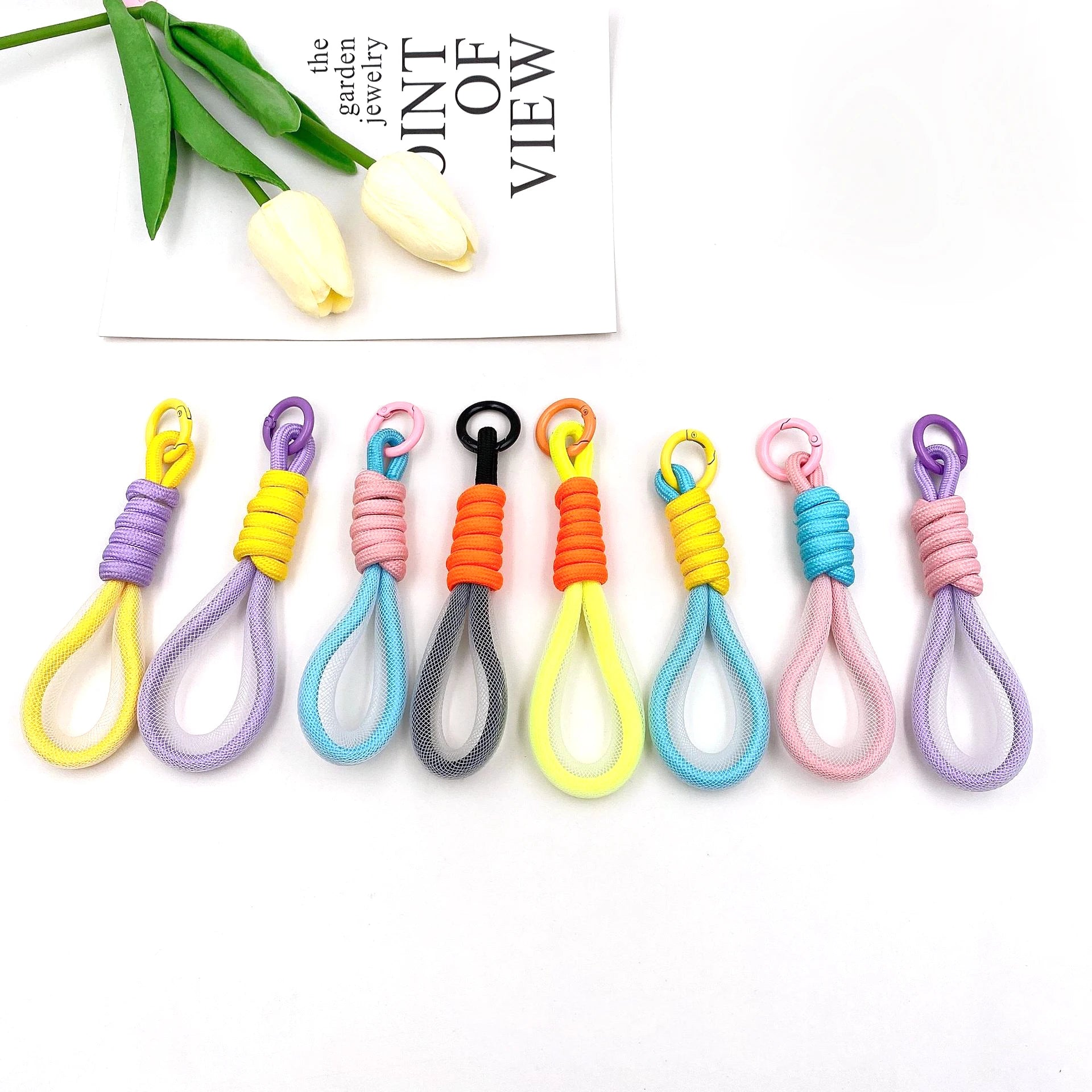Hot Sale Hand Woven UV Printing Cotton Thread Keychain Wholesale New Braided Rope Car Key Pendant Keyring