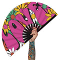 Colored Reflective Fabric KungFu Folding Fans Dance Carnival Festival Party Chinese Style Hand Fan