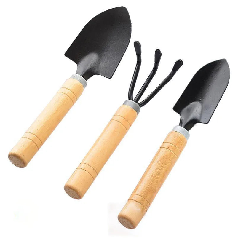 Modern Iron Wood 3-Piece Planter Set Drainage Holes Self-Watering Lightweight Eco-Friendly for Indoor/Outdoor Use Desktop