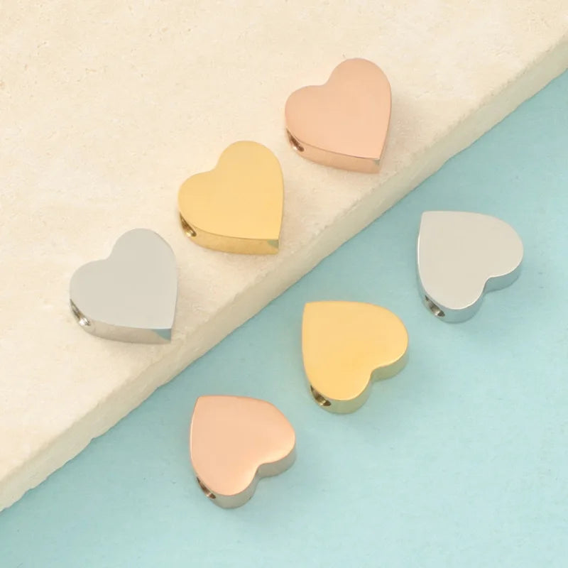 Free Logo Heart Spacer Bead DIY Bracelet Necklace Jewelry Finding 8MM Stainless Steel Heart Shaped Spacer Bead Beads