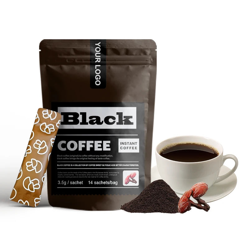 AMULYN Ganoderma Arabica Reishi Mushroom Instant Black Coffee Bitter Taste Slimming Feature Packaged Bag Food Grade