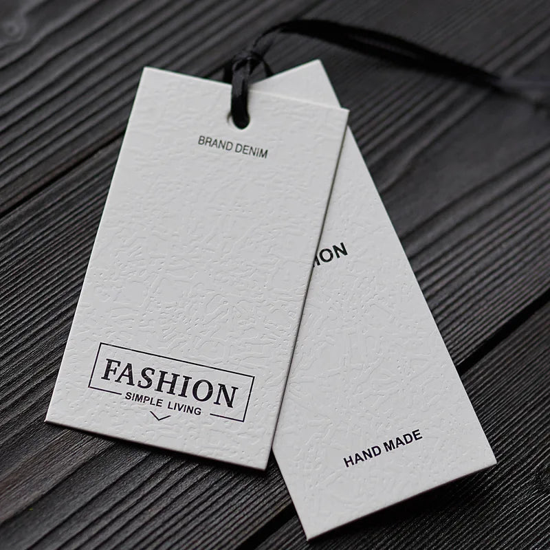 Custom Logo Gold Foil Premium Embossed Kraft Paper Printed Luxury Brand Label OEM Wholesale Garment Clothing Swing Hang Tags