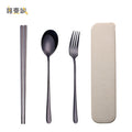 Korean Restaurant Fork Spoon Set Flatware Wholesale Portable Travel Stainless Steel Cutlery Flatware Silverware Set