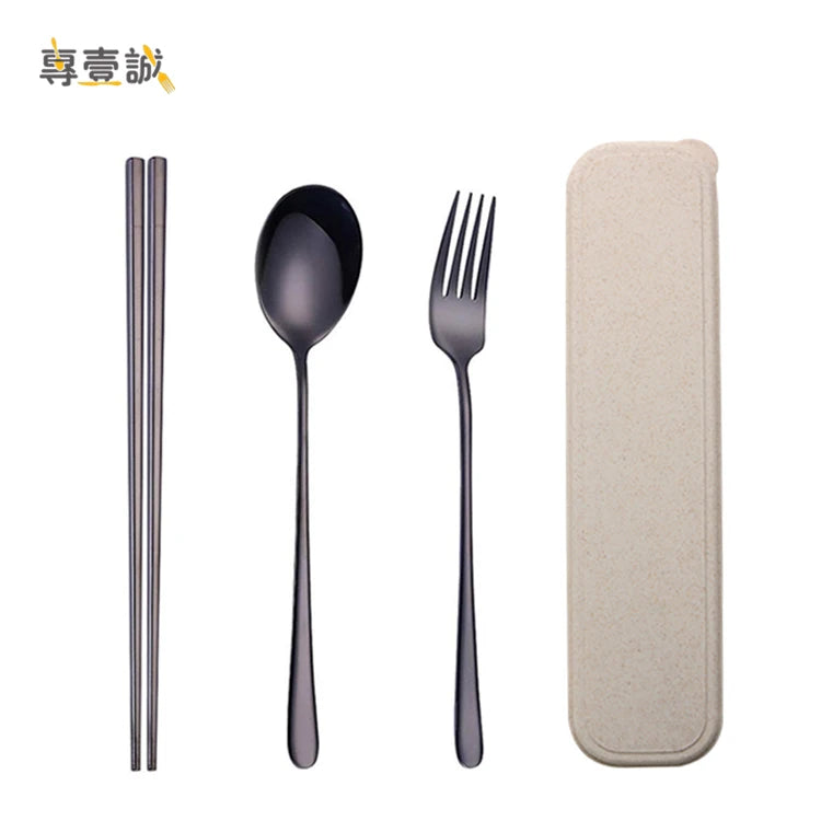 Korean Restaurant Fork Spoon Set Flatware Wholesale Portable Travel Stainless Steel Cutlery Flatware Silverware Set