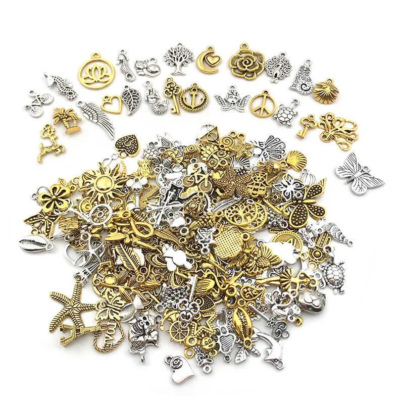 100Pcs Mixed Vintage Metal Animal Birds Charms Beads Necklace Accessories for Jewelry Making Findings DIY Bracelet Pendant