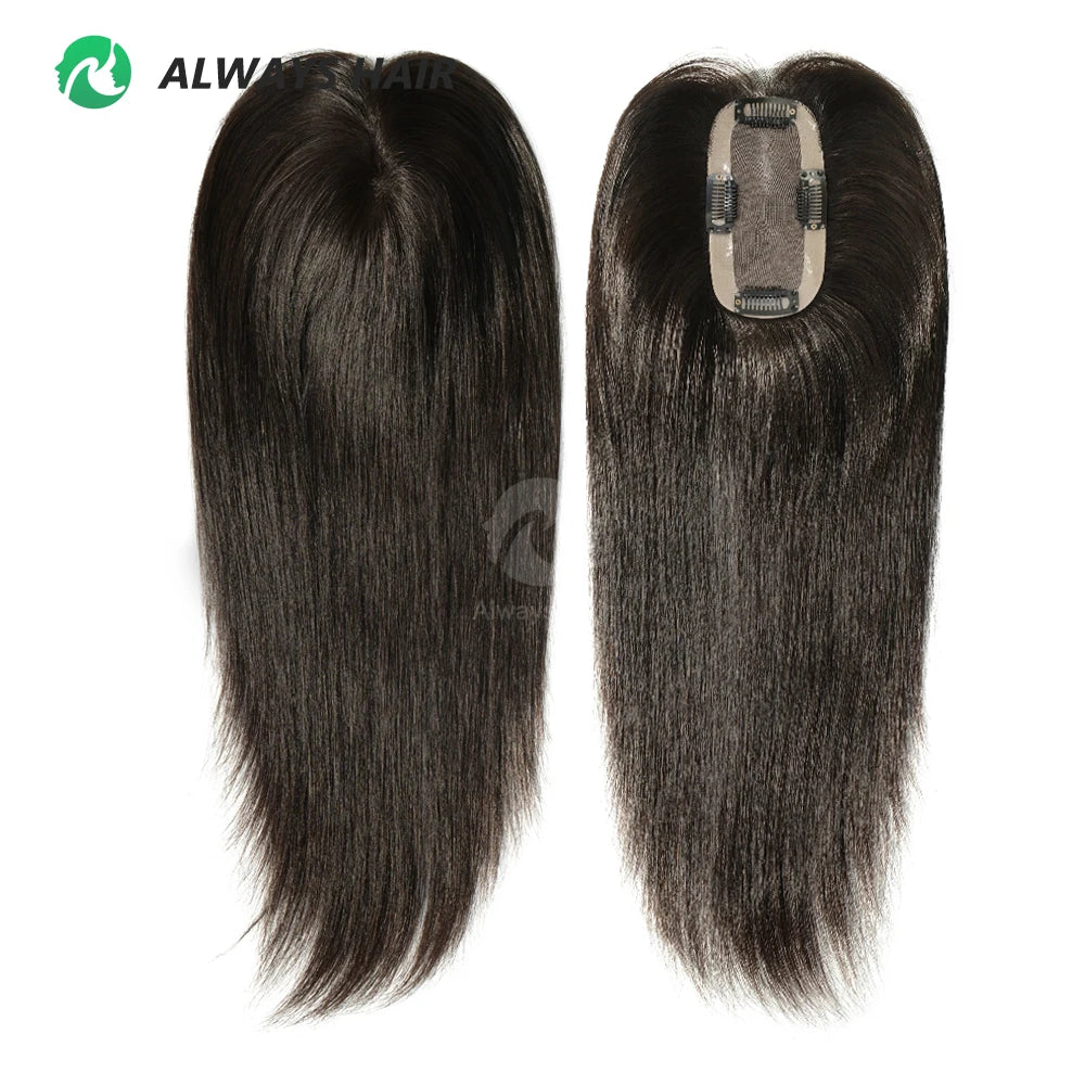 TP30 - 14" 16" Fine Mono Natural Hair Topper Women 6cm X 12cm Burman Remy Human Hair Topper