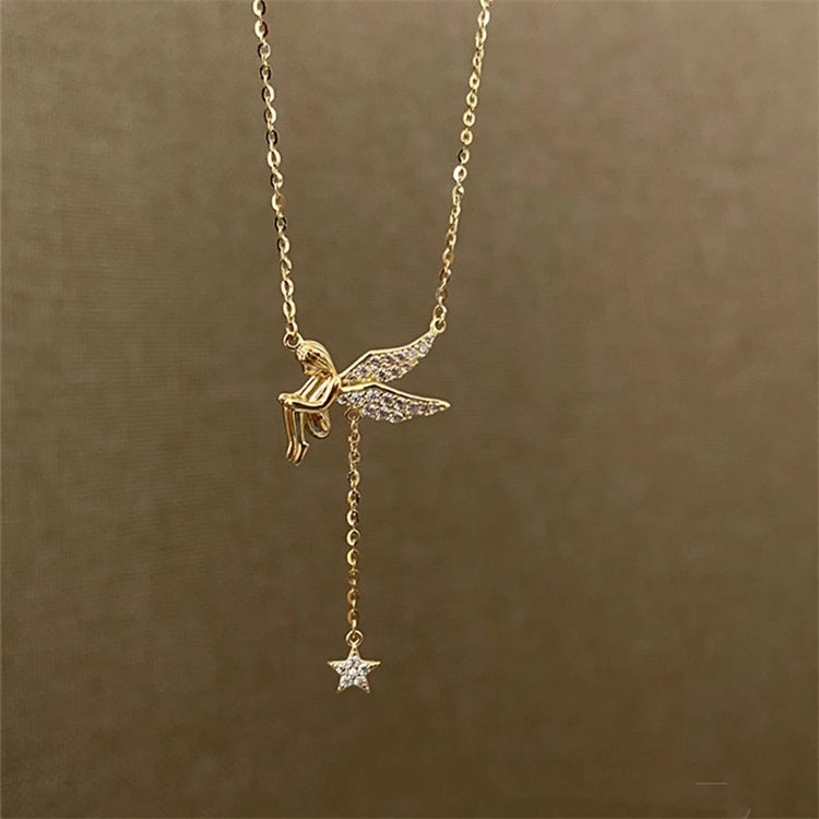 2026 Fashion Designer Jewelry 925 Zircon Angel Charm Necklace