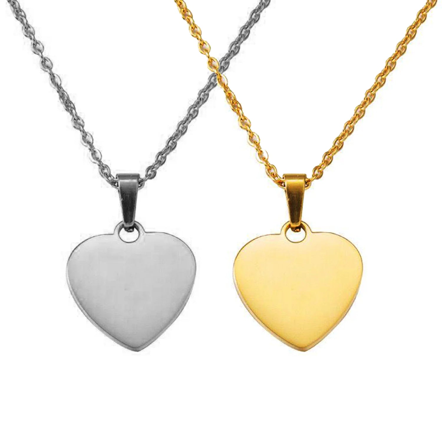 18K Gold Plated Stainless Steel Best Friend 2 Two Piece Broken Half Split Heart Pendant Necklace for 2 Couples