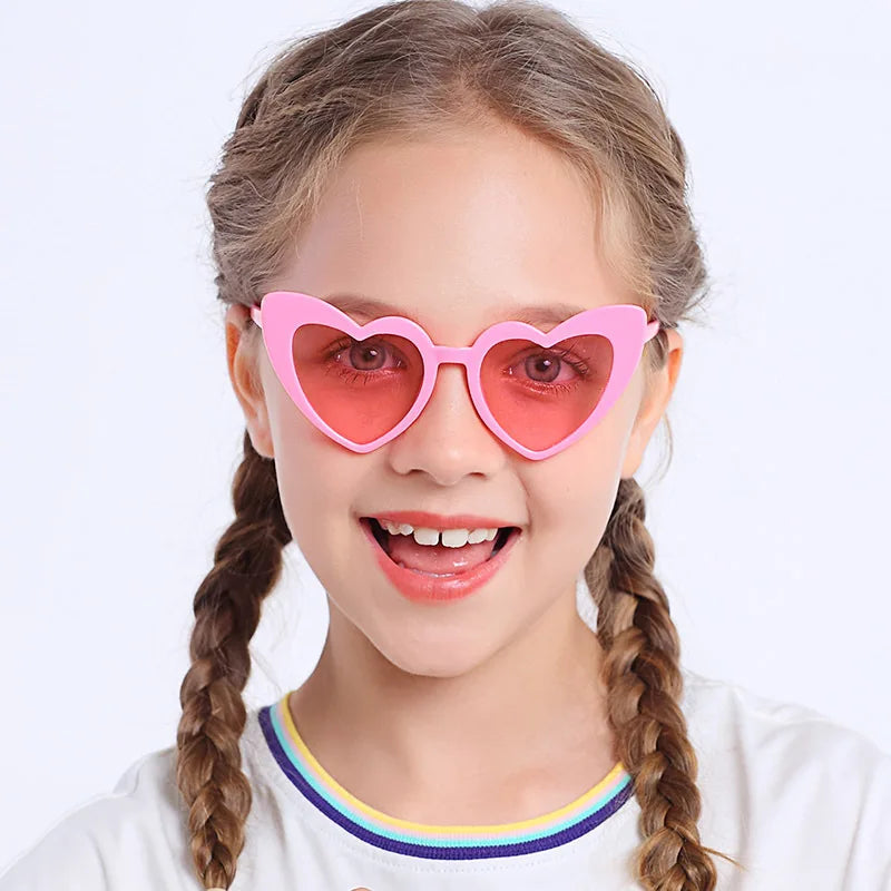2025 New Trendy Eco-Silicone Baby Sunglasses UV400 Polarized Heart Sun Glass Shades for Kids Custom Logo White Yellow Red