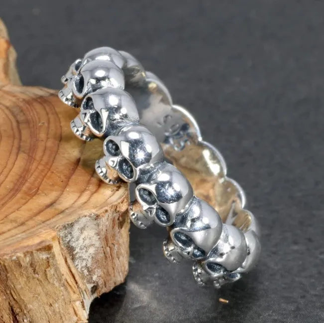 925 Sterling Silver Cool Couple Rings Retro Punk Rock Style Skull Rings for Men and Women