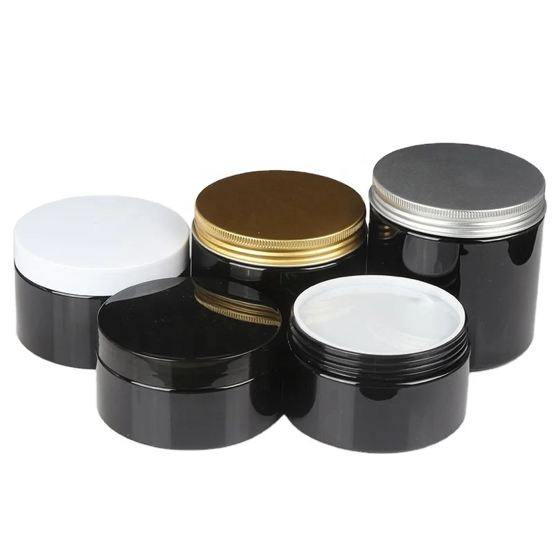 200ml 300ml 350ml 400ml 500ML Black Plastic Cream Jars Wide Mouth Container Cosmetic Skincare Body Scrub Butter Packaging Pot