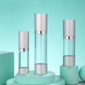 Luxury Beauty Make up Silver Plastic Bottle 15ml 30ml 50ml Round Cosmetic Packaging Lotion Airless Pump Bottle