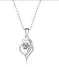 Valentine's Day Gift Romantic Multiple Colors S925 Sterling Silver Heart-Shape Moissanite Pendant Necklace