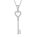 925 Sterling Silver Popular Key Pendant Necklace With Cz and Rhodium Plated