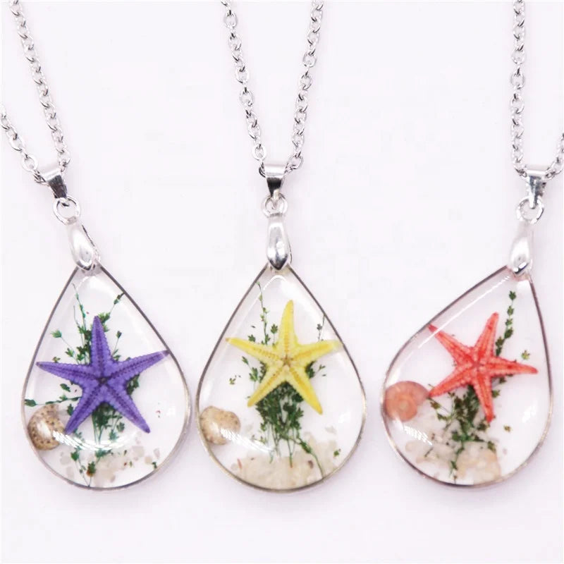 New Designed Real Starfish Resin Necklace Fashion Jewelry Epoxy Resin Pendants for Necklaces