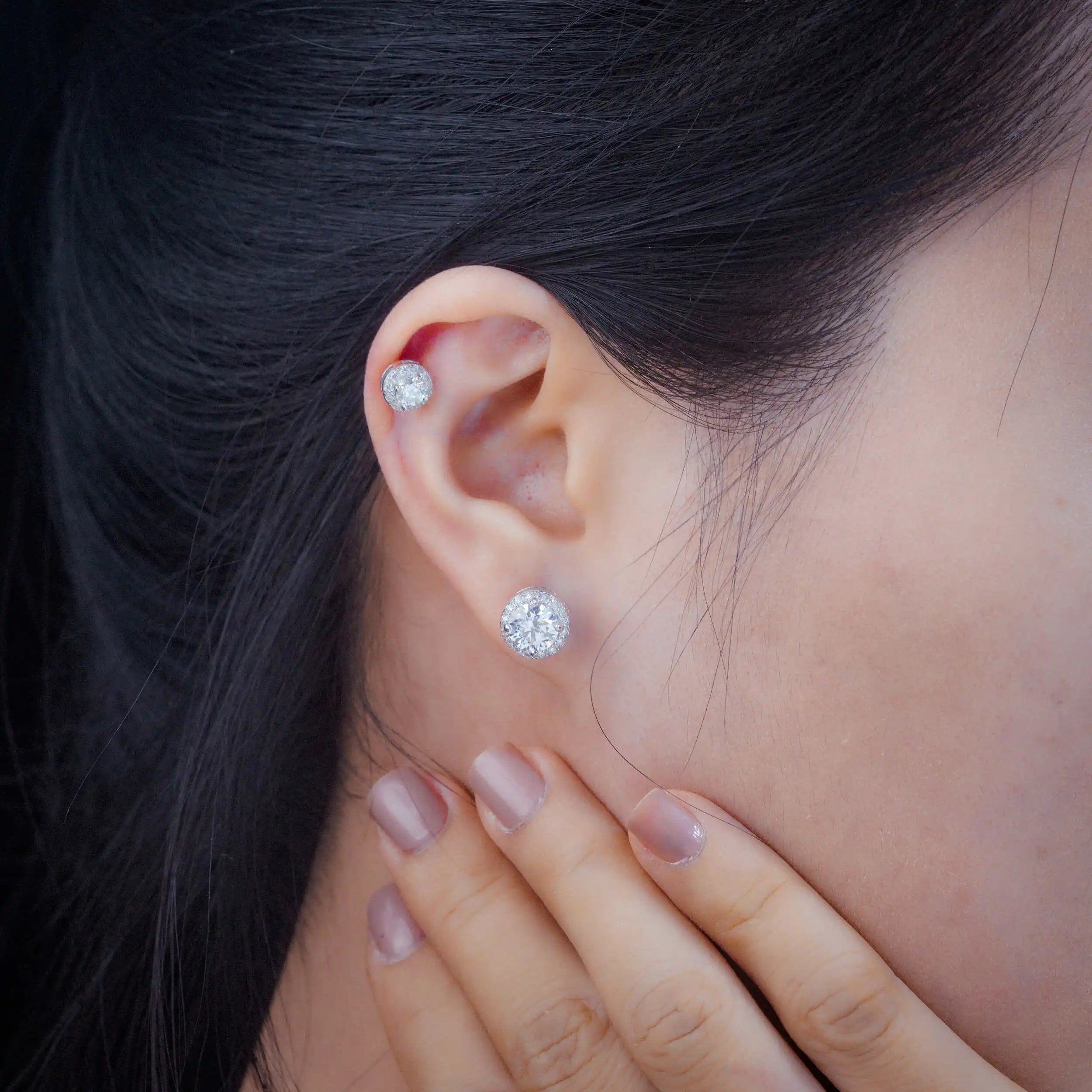 Ready to Ship GRA Certificate Iced Out 925 Silver Hip Hop Fashion VVS Moissanite Diamond Stud Earrings