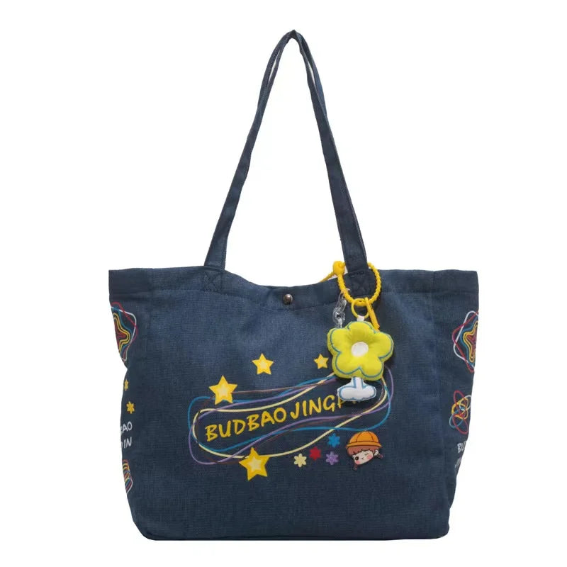 Customizable Eco-Friendly Tote Bag Designer Jeans Denim Cloth with Cotton Handles Features Custom Logo Fashion Gifts Promotions