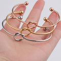 2024 Classic Style 2mm Thick Stainless Steel Peach Heart Open Bracelet Knot Bangle Strand Type Chain Jewelry Necklace