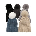 Women Chenille Knit Custom Bobble Hat Slouchy Beanie Hats Fleece Lining  Winter Warm Soft Chunky Cables Bobble Pom Beanie Hat