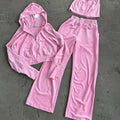 Custom Velvet Women's Autumn 2-Piece Set Short Sleeve Cropped Hoodie & Wide Leg Pants Eco-Friendly